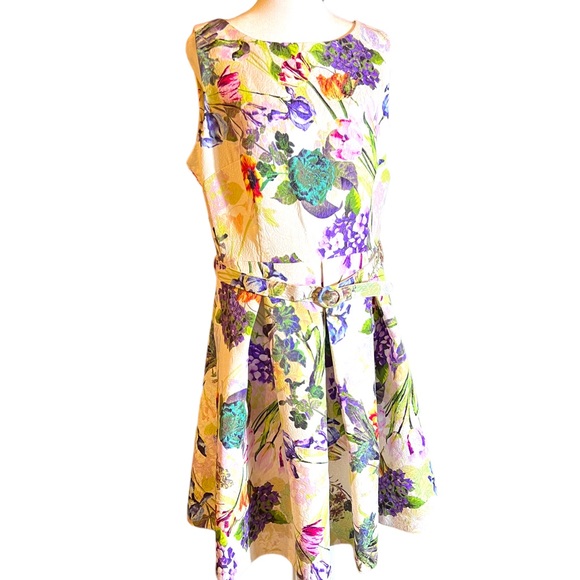 Danny & Nicole Dresses & Skirts - NWT Danny & Nicole Women's Floral Dress  Belt Pleat Skirt Sleeveless size 14